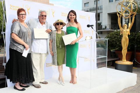 Television Academy governor Sue Bub, 2014 nominee Eduardo Castro (Once Upon A Time), guest curator and designer Mary Rose, and 2014 nominee Janie Bryant (Mad Men). 