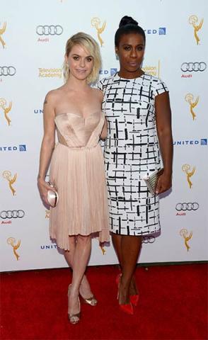 Taryn Manning and Uzo Aduba arrive at the Performers Peer Group nominee reception in West Hollywood.