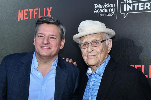 Ted Sarandos and Norman Lear arrive at The Power of TV: A Conversation with Norman Lear and One Day at a Time, presented by the Television Academy Foundation and Netflix in celebration of the Foundation's 20th Anniversary of THE INTERVIEWS: An Oral Histor