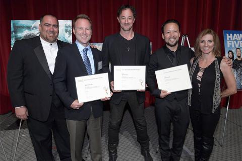 Thom Williams, Matt Taylor, Jeff Wolf, Hiro Koda and Dorenda Moore at the Stunts Nominee Reception in North Hollywood, California.