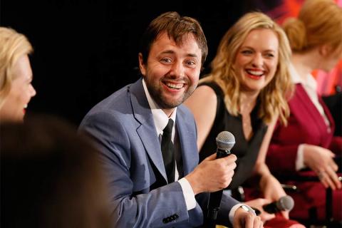 Actors Vincent Kartheiser and Elisabeth Moss onstage at "A Farewell to Mad Men," May 17, 2015 at the Montalbán Theater in Hollywood, California.