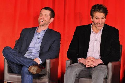 Executive producers D. B. Weiss and David Banioff onstage at An Evening with Game of Thrones.
