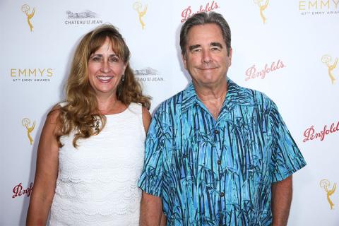 Wendy and Beau Bridges arrive at the Performers Peer Group Celebration August 24 at the Montage in Beverly Hills, California.