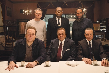From Godfather of Harlem: (back, from left) Chris Brancato, Forest Whitaker, Paul Eckstein; (front) Vincent D'Onofrio, Paul Sorvino and Chazz Palminteri