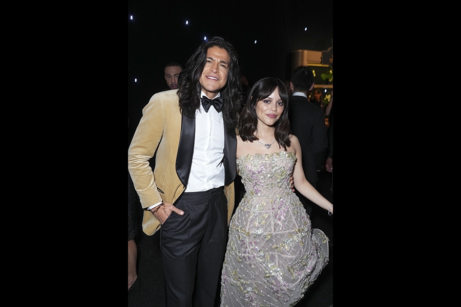 Cristo Fernandez and Jenna Ortega at the 75th Emmy Awards Governors Gala 