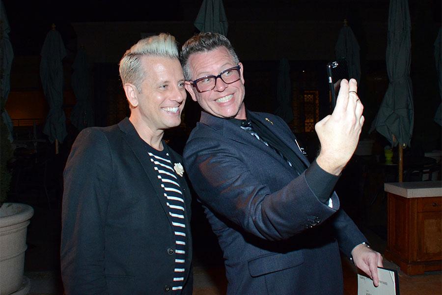 Don Pietranczyk with Television Academy governor Monte Haught at the Makeup  and Hair Designers nominee reception September 8, 2015 in Los Angeles,  California. | Television Academy