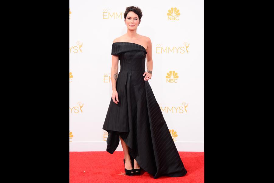 Lena Headey of Game of Thrones arrives at the 66th Emmys.