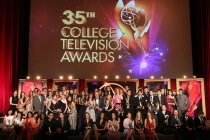 Award winners pose onstage at the 35th College Television Awards