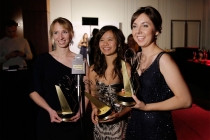 Award winners Esther Parobek, and from left, Huen Sin (Susan) Yung and Emily Buchanan at the Thank You Cam  